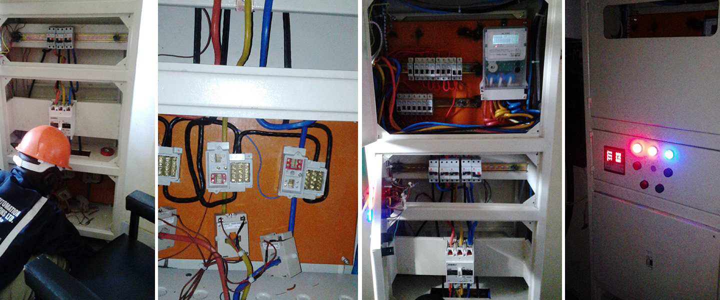 Our electric and electronic team at the site configure a power system.